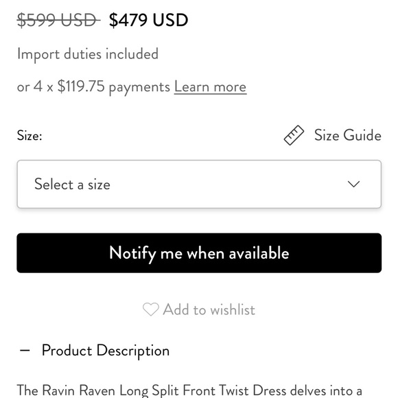 CAMILLA Long Split Front Twist Statement Dress
Ravin Raven LIKE NEW Sold Out XL - Picture 13 of 15